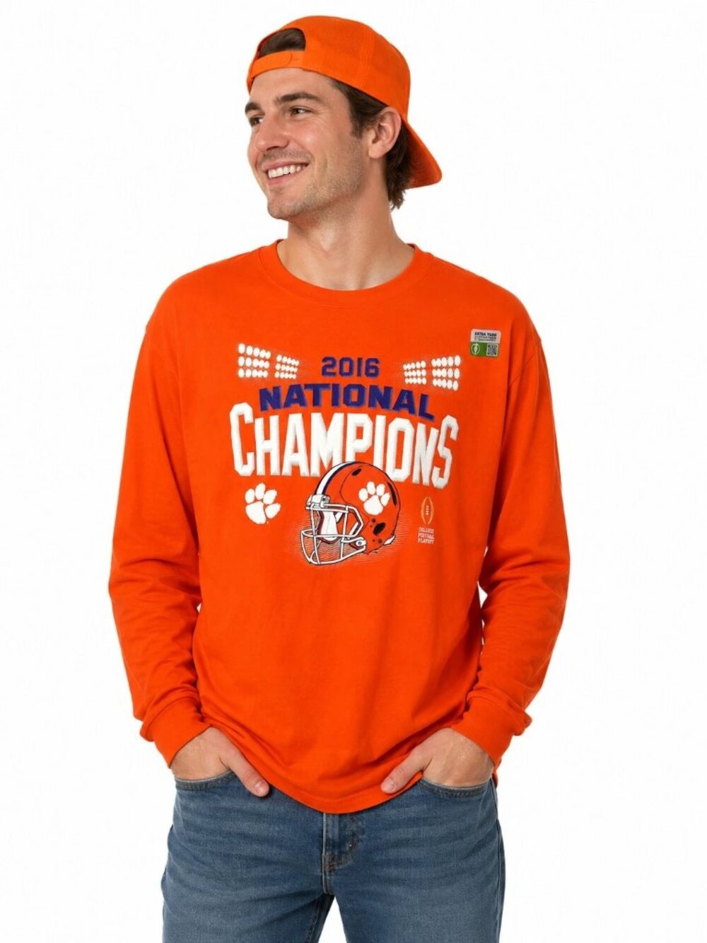 Clemson Tigers Shirt Size Large Long Sleeve Orange 2016 National Champions New